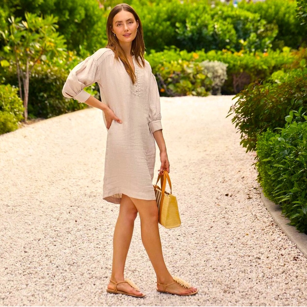 NWT 3/4 Sleeve tan Linen Nylee dress JMcLaughlin by JmcLaughlin